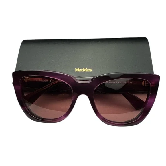 Max Mara Glimpse4 MM0090 Stylish Cat-Eye Sunglasses Violet Striped Pink‎ New