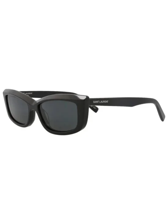 New Saint Laurent Women's Sunglasses Cat Eye Recycled Acetate Frame Black Black
