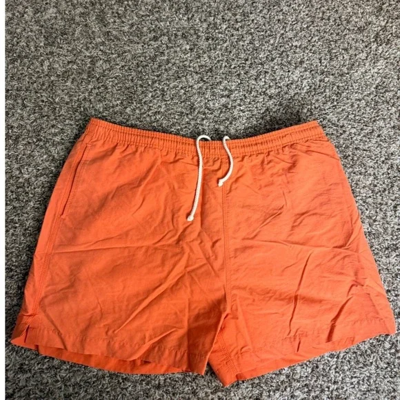 Galyans Mens‎ Orange Swim Trunks Mesh Lined Board Shorts L Drawstring 5
