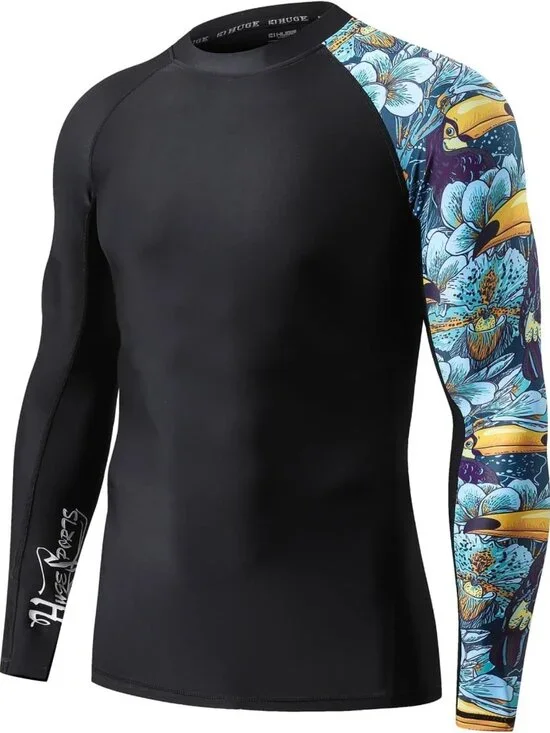 Men's Long Sleeve Rash Guard - UPF 50+ UV Protection, Quick Dry Swim Shirt