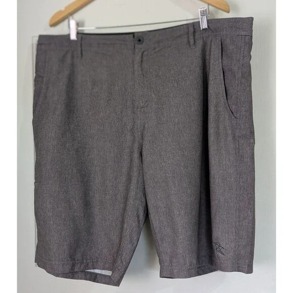 Da Hui Chino Board Shorts Mens 40 Heather Gray Surf Swim Trunks Stretch Logo