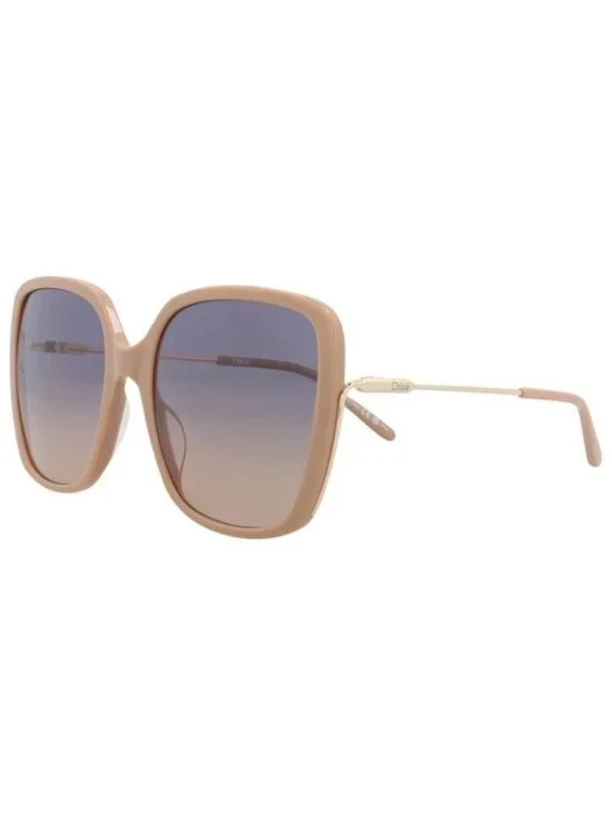New Chloé Womens Square/Rectangle Nude Gold Blue Fashion Designer Sunglasses