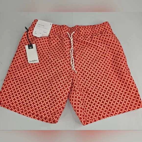 Goodfellow & Co Men's Geometric Coral Swim Trunks Size Small NWT CH-3276