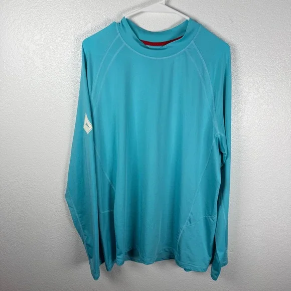 Tommy Bahama Relax UV Tech Rash Guard Large Blue UPF 30 TR215945 Fishing Sun