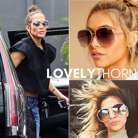 024 Quay Australia Aviator Sunglasses in Gold with Brown Gradient Lenses