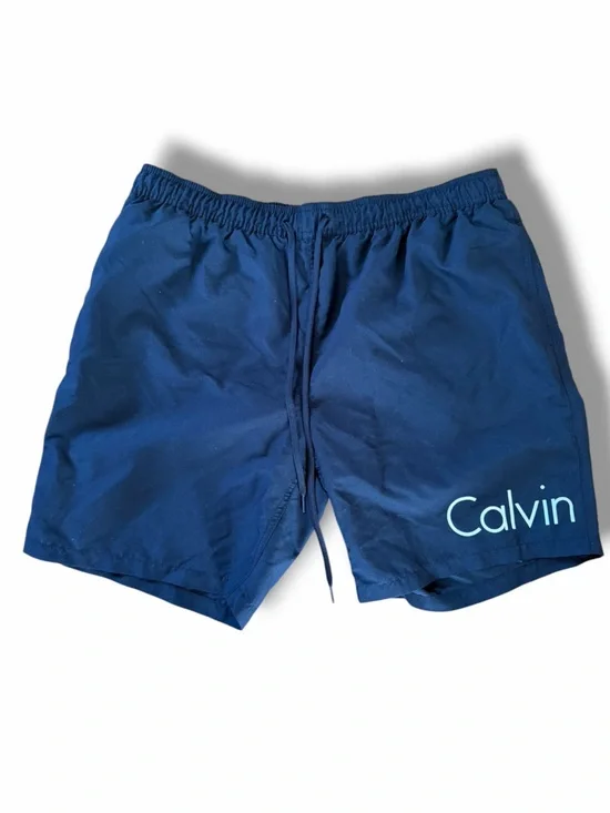 Calvin Klein Signature Black Men's Brief Lined Swim Trunks Shorts Pockets Sz XXL