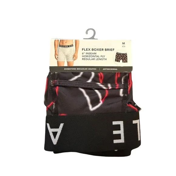 American Eagle Men's Flex Boxer Briefs Medium Rhinestone Hearts 6