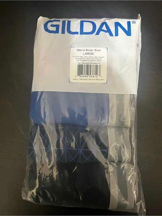 Gildan Men's Boxer Brief Size Large 5-Pack 100% Cotton