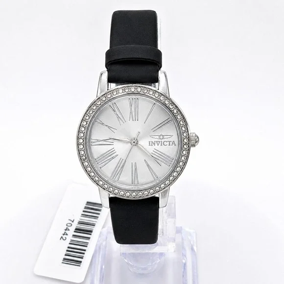 Invicta Celestial Ethera 70442 Women's Watch Silver Black Leather 31mm New