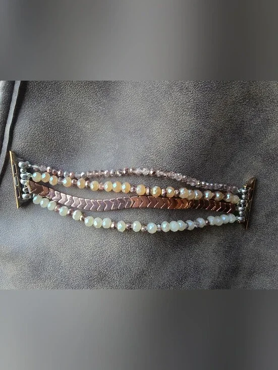 Multi-Strand Iridescent Bead and Rose Gold Bracelet Band For Your Iwatch