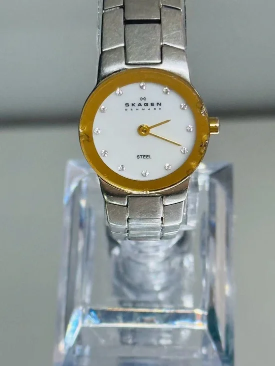 Vintage Skagen Denmark Women’s Quartz Watch Two Tone 23mm New Battery Runs