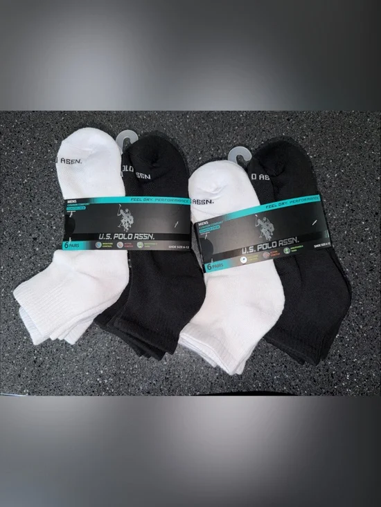 2 pack- U.S. Polo Assn. Men's Low-Cut Athletic Socks - Black & White (6 Pairs)