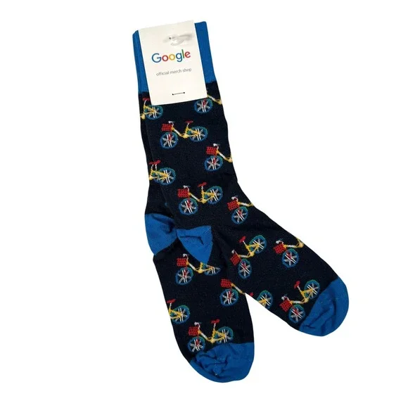 Google Official Merch Shop Bicycle Crew Socks Navy Blue Sock Club Made USA NEW