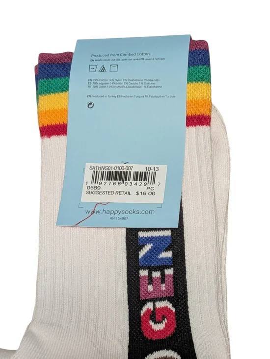 Happy Socks Pride Crew Socks with Rainbow Accents