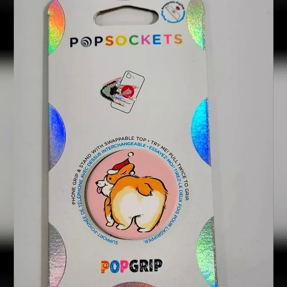 Popsockets Pop Socets Holiday Santa Hat Puppy Dog Corgi Butt Pop‎ Grip Top NW