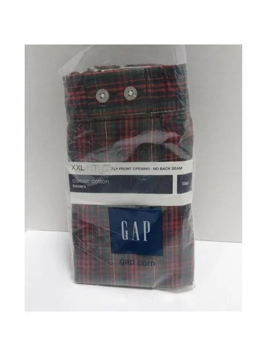 Gap Underwear XXL Red Boxer Shorts Tartan Plaid Y2K Cotton NEW