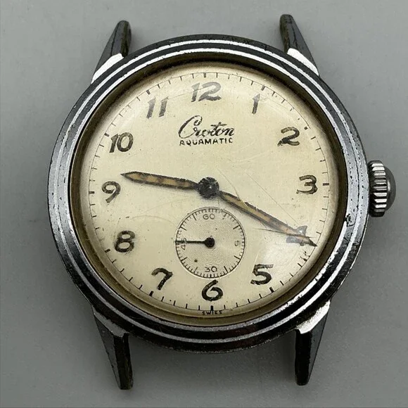 Vintage Croton Aquamatic Incabloc Mens Watch 31mm Cream Dial Automatic