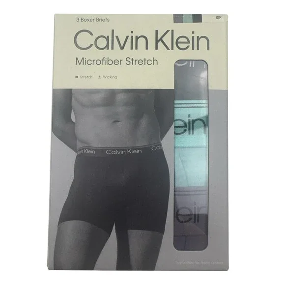 Calvin Klein Microfiber Stretch Boxer Brief Underwear Mens S Multicolor 3 Pack