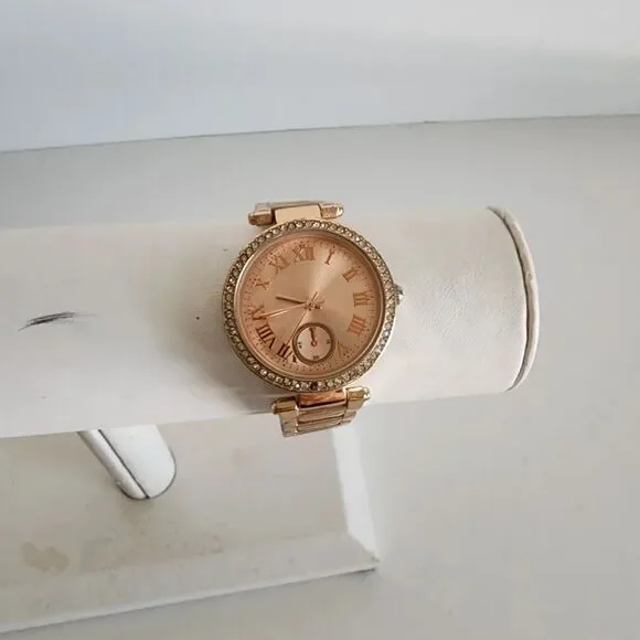 Gold Rose Quartz Analog Crystal Watch *flaw