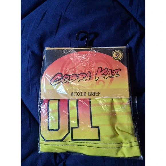 Cobra Kai Men Boxer Briefs Yellow Orange Graphic Underwear Large Ripple Junction