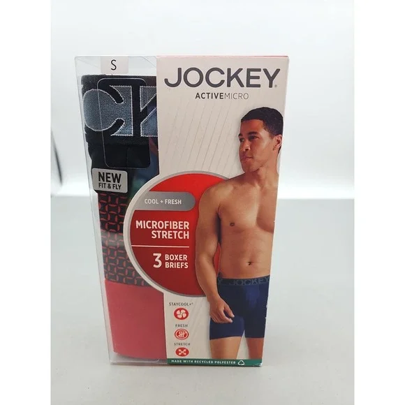 3 MENS JOCKEY ACTIVEMICRO MICROFIBER STRETCH BOXER BRIEFS SZ‎ Small New