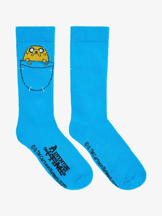 Adventure Time Jake Pocket Blue Crew Socks