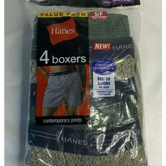 Hanes Mens Boxer Briefs 2-4pks Regular Length Contemporary Print Sz S/P (28-30