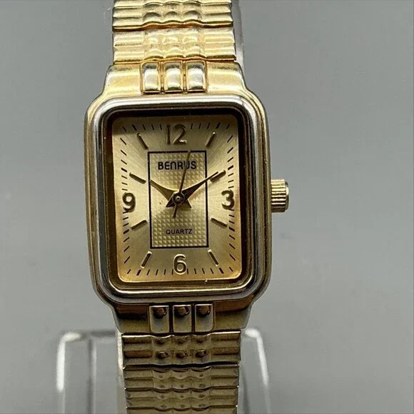 Benrus BN203L Womens Watch 20mm Champagne Gold Tone Stretch New Battery