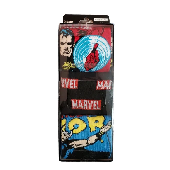 Marvel Dr Strange Thor Crew‎ Socks 3 Pairs New