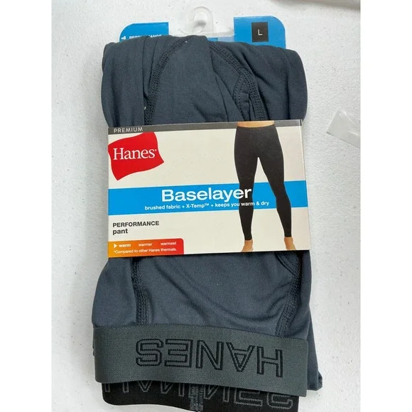 Hanes Premium Baselayer Performance Pant‎ Mens Large Charcoal Thermal Legging