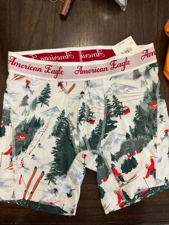 American Eagle Outfitters flex boxer shorts size small with ski resort scene