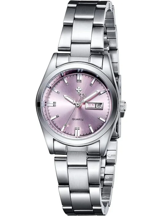 Women's Pink Analog Quartz Stainless Steel Luminous Waterproof Dress Watches