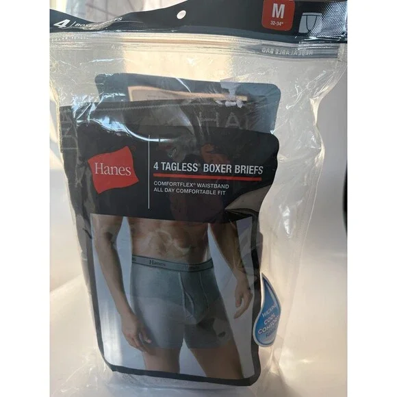 Hanes Men's Boxer Briefs 4 Pack Medium 32-34 Tagless Cool Comfort J749C4
