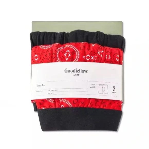 Goodfellow & Co Men's Red & Black boxers Trunks UNDERWEAR bandana pattern XL