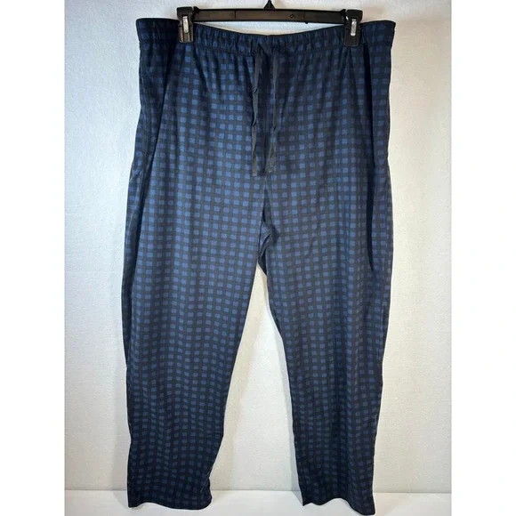 Nautica Mens XXL BlueBlack Gingham Pajama Pants Sleepwear Lounge Bottoms 1613453