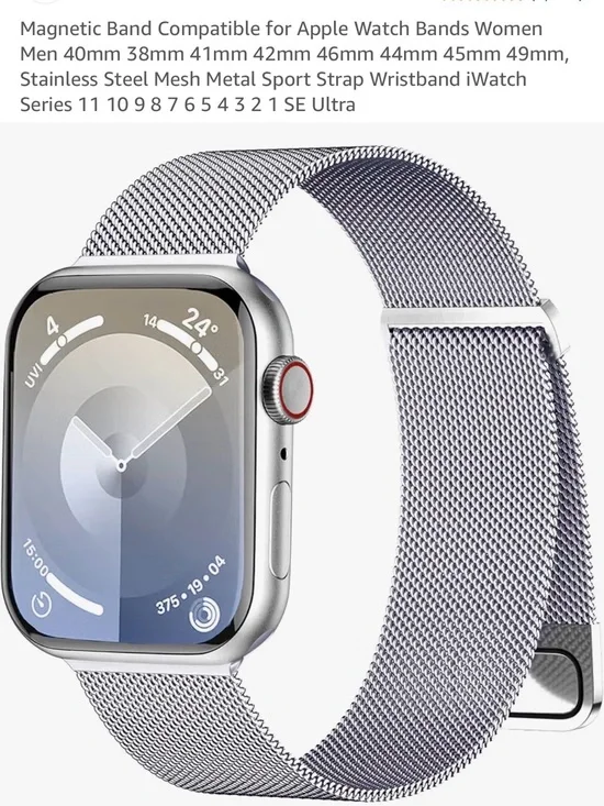 Magnetic Stainless Steel Mesh Band for Apple Watch - Silver