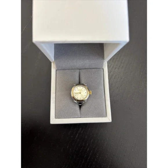 Invicta Two Tone Ring Watch 228752 Champagne Dial Crystal Markers Adjustable