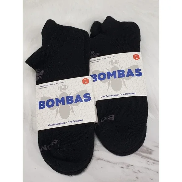 NEW Bombas Men's Ankle Sock - SIZE LARGE BLACK LOT SET 2 PAIR