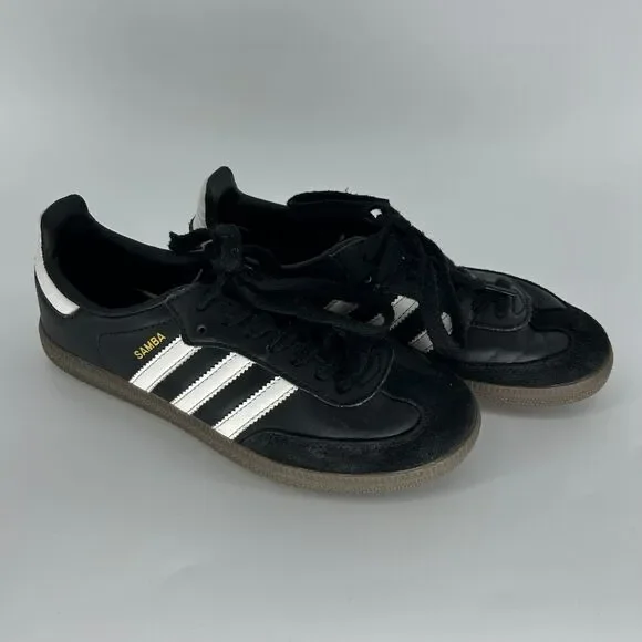 Adidas Samba OG Mens Size 5.5 Low Sneakers Black White Gum Leather Shoes B75807