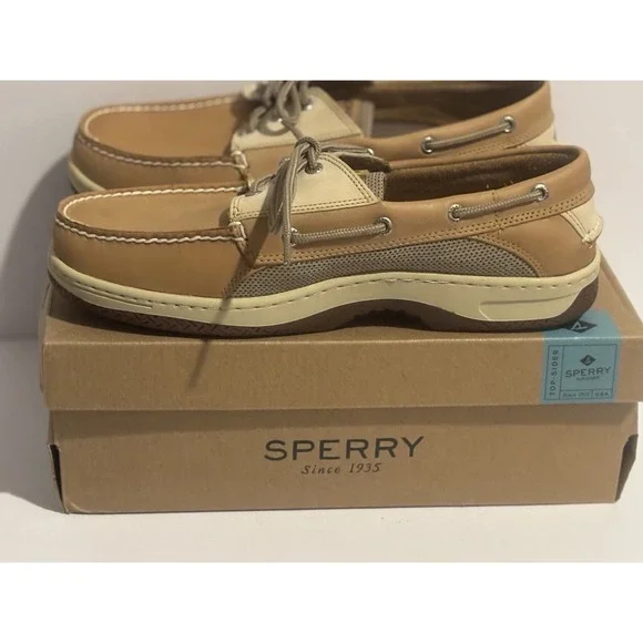 Speery Top Sider Men's Billfish 3 Eye Boat Deck Shoe Tan Brown Size 11.5 Leather