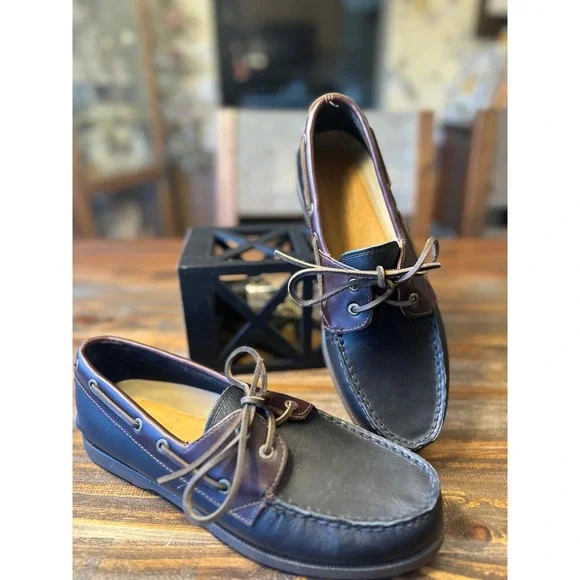 G.H.‎ Bass & Co. Men's Hampton Core 2 WW Boat Shoes Black Leather Size 10 Wide