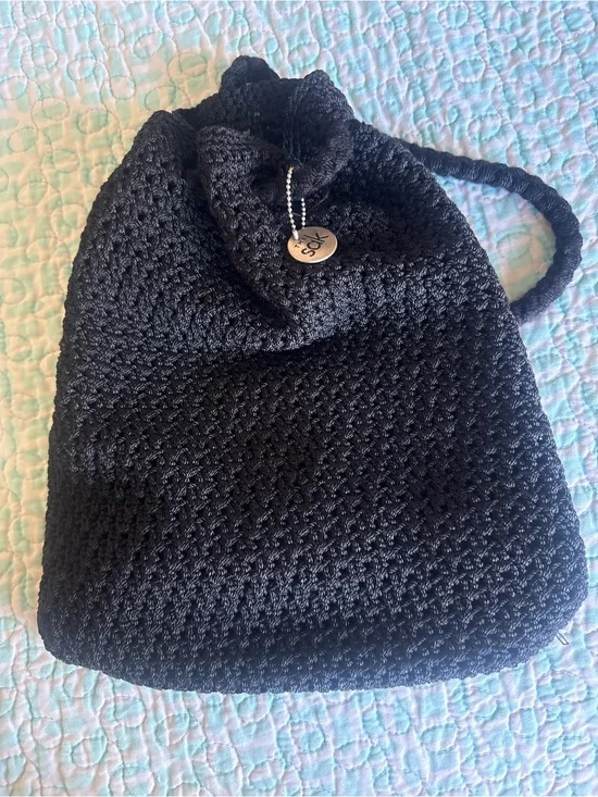 The Sak Black Crochet Drawstring Women's Bag