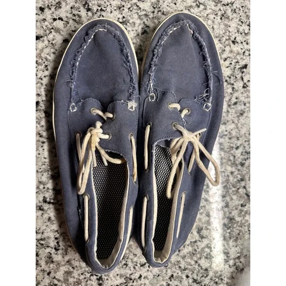 Columbia Men's Navy Blue Canvas Boat Shoes Lace‎ Up Casual Comfort Size 11