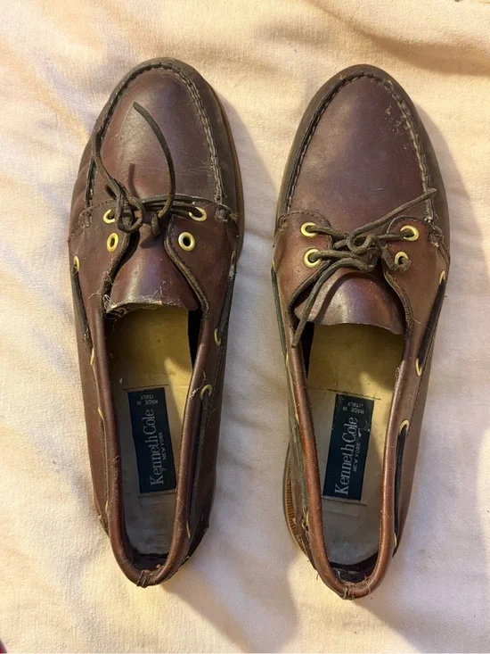 Kenneth Cole Brown Leather Lace-Up Boat Shoes