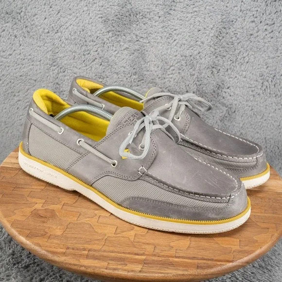Sperry Men's Sz 13 Surveyor 2-Eye Boat Shoes Memory Foam‎ Leather Gray STS234258
