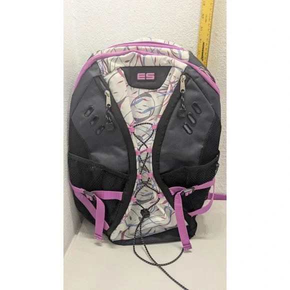 Eastsport ES Backpack‎ Gray Pink White Daypack School Hiking Travel Bag