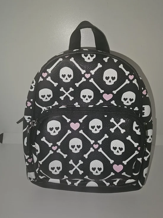 Black And White Skull & Pink Heart Small Backpack - NWT