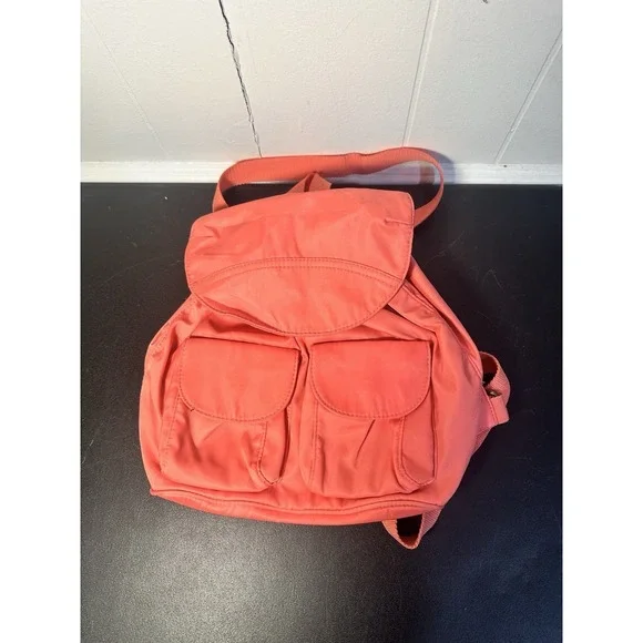 Deena And Ozzy Salmon‎ Pink Front Pockets Magnetic Drawstring Backpack