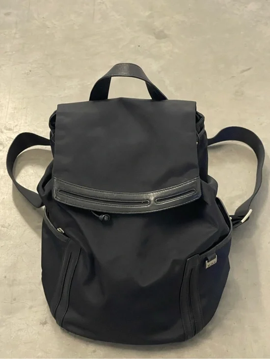 Tumi Voyageur Halle Black Nylon Leather Trim Laptop Backpack with Pouch