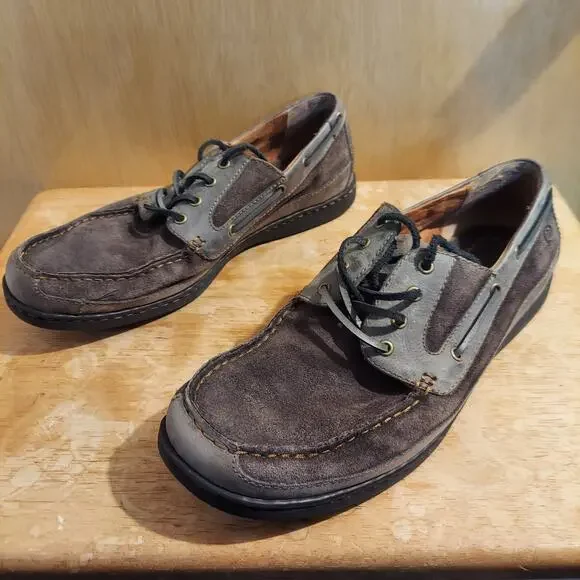 Born Harwich Men's US 11.5 M Peltro Neutral Grey Leather Loafer Boat Shoes NWOT